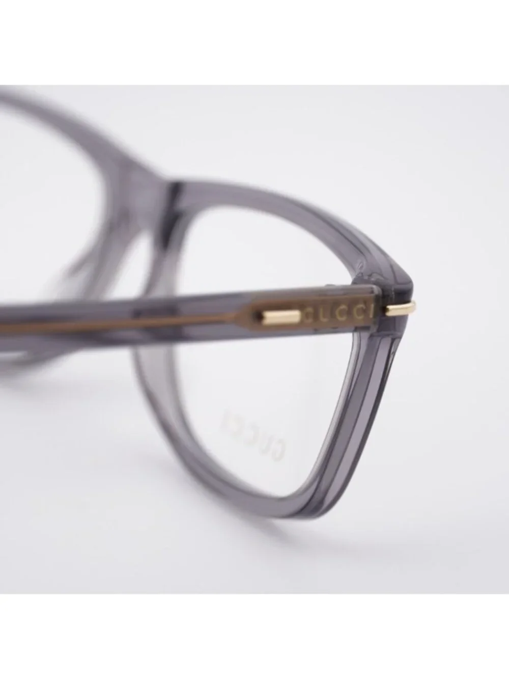 Gucci GG1447O 004 Eyeglasses Transparent Grey 57mm Rectangle Frame